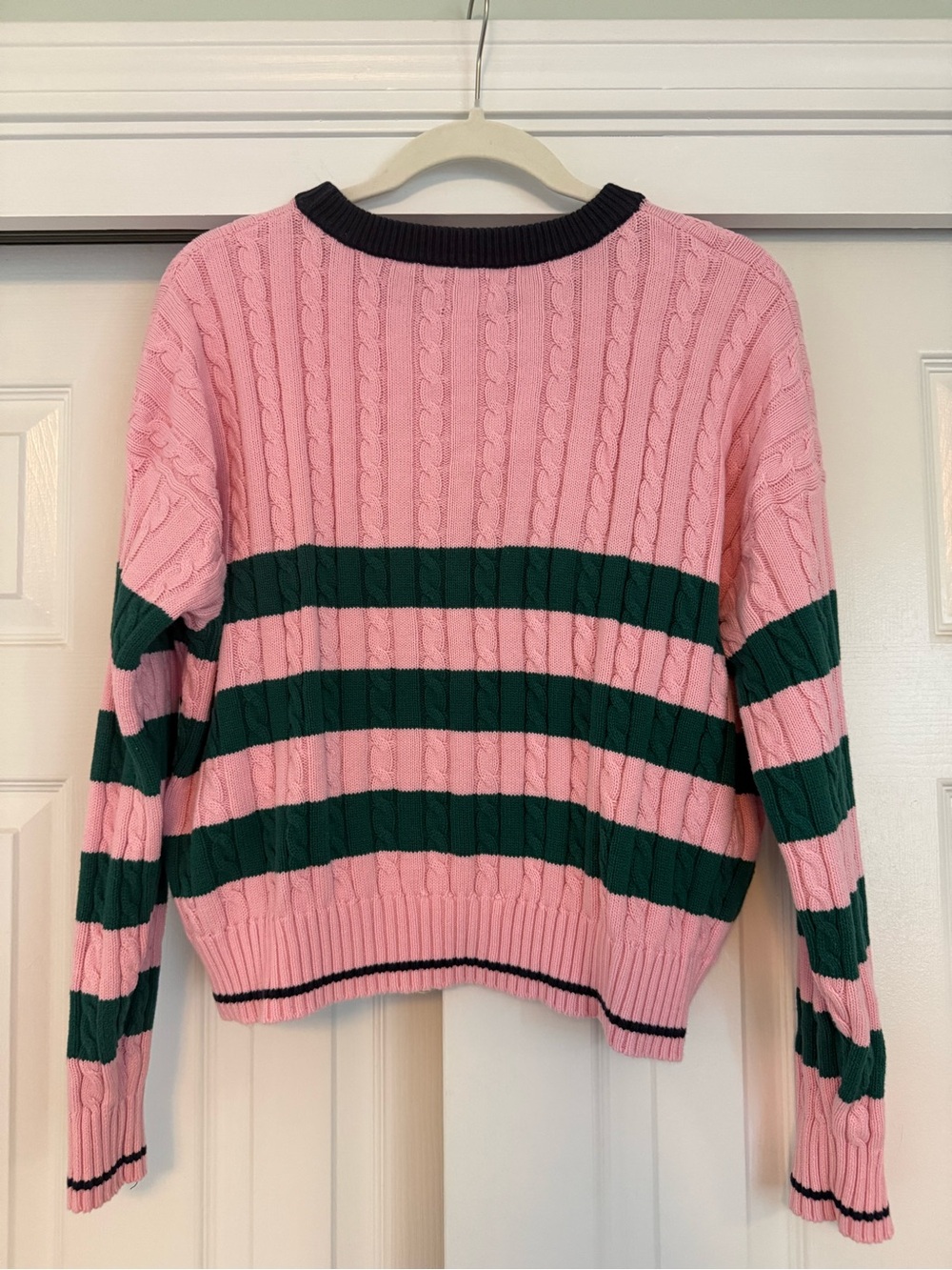Pink & Green Cable Knit Golf Sweater - Picture 5 of 5
